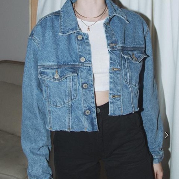 Brandy Melville Cropped Jean Jacket - Picture 1 of 4